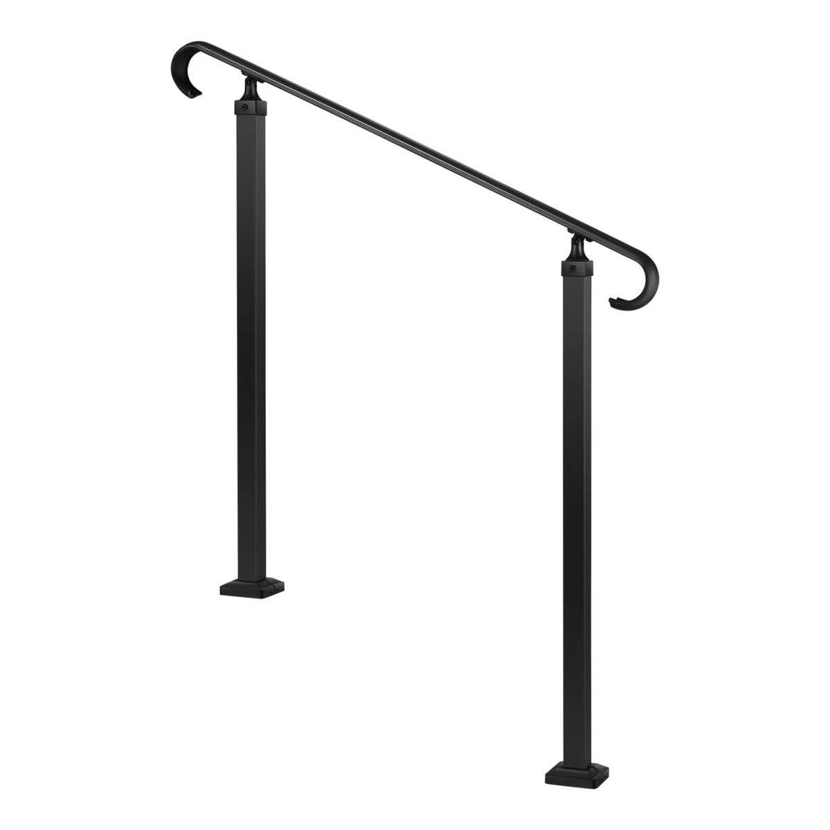 Handrails for Outdoor Steps, 2-3 Step Adjustable Height, Carbon Steel Transitional Handrail with Installation Kit, Exterior Hand Railing for Steps, Concrete or Wooden Stairs, Porch, Matte Black - Image 2