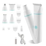 Dog Clippers for Grooming, 4 in 1 Dog Grooming Kit, Low Noise, Rechargeable Pet Shaver with 6 Combs & 4 Detachable Blades, Waterproof Cordless Pet Hair Trimmers Nail Grinder Set for Dogs Cats