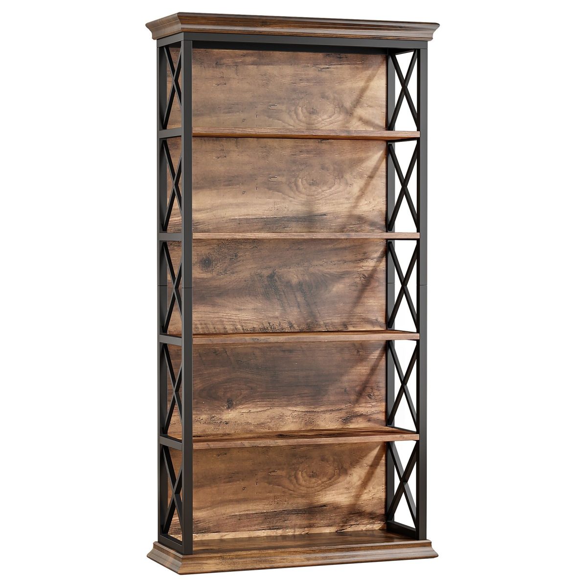 Bookshelf, BEtagere Metal and Wooden Bookcase for Home Office - Image 6