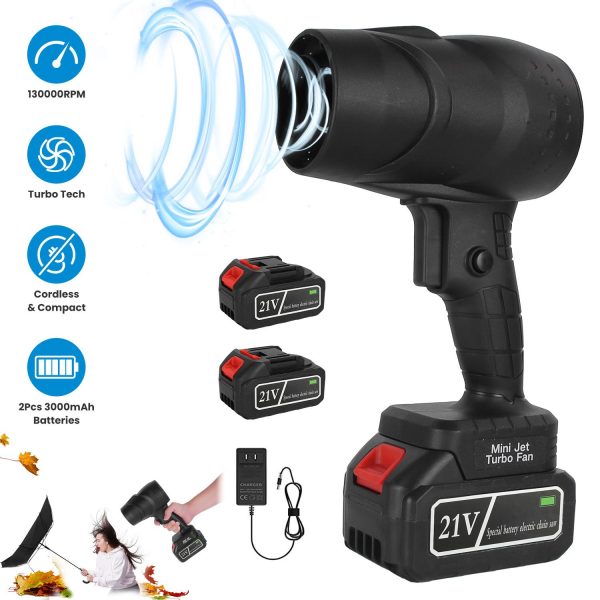 130000RPM Cordless Mini Blower, 1000W Powerful Motor with Turbo Tech (550g Wind Pressure/600g Blowing Force), 64mm Air Output for Heavy Debris Cleaning