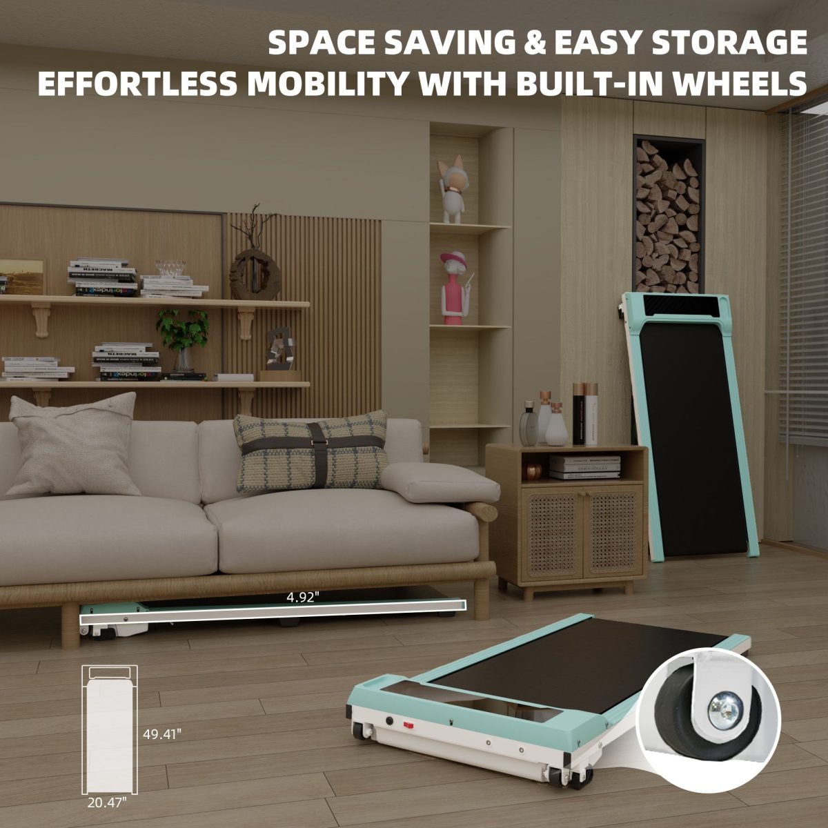 Walking Pad Under Desk Treadmill, Portable Small Treadmills for Home and Office, Super Quiet Motorized Walking Jogging Running Machine with Remote Control - Image 6