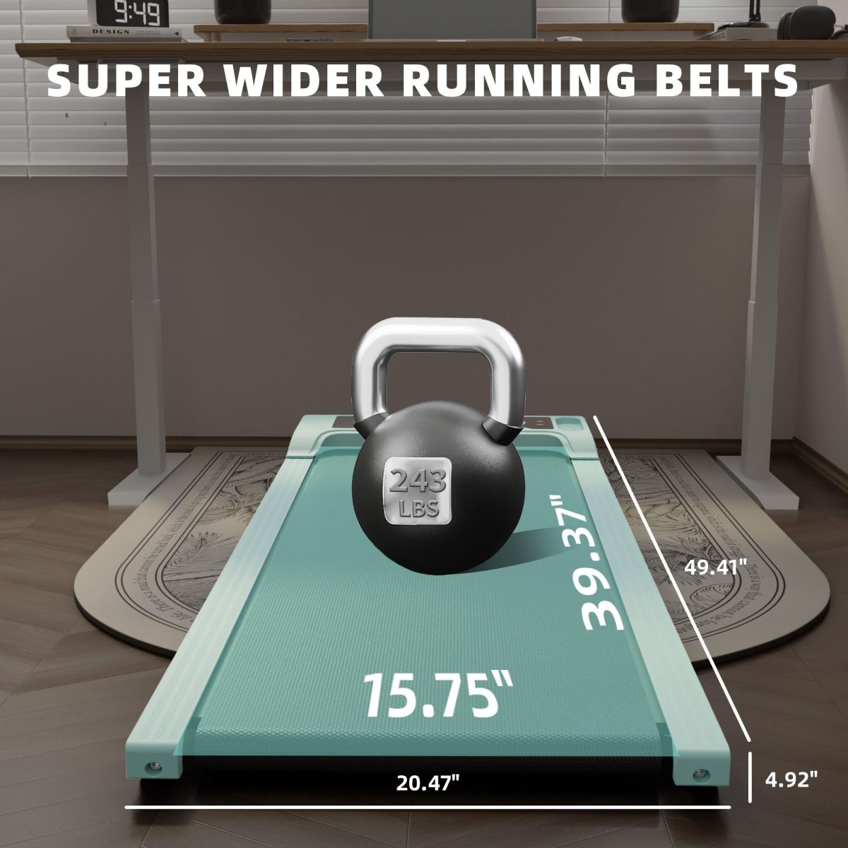 Walking Pad Under Desk Treadmill, Portable Small Treadmills for Home and Office, Super Quiet Motorized Walking Jogging Running Machine with Remote Control - Image 9