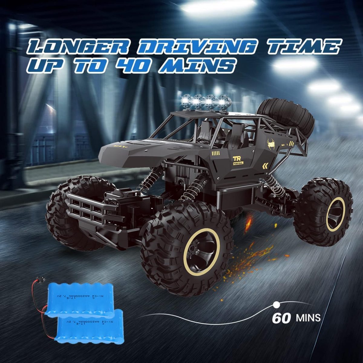 2025 RC 37cm 1:12 4WD Large Remote Control Cars Rock Crawler Monster Truck with 2 Battery ,Kids Toys Gifts - Image 7