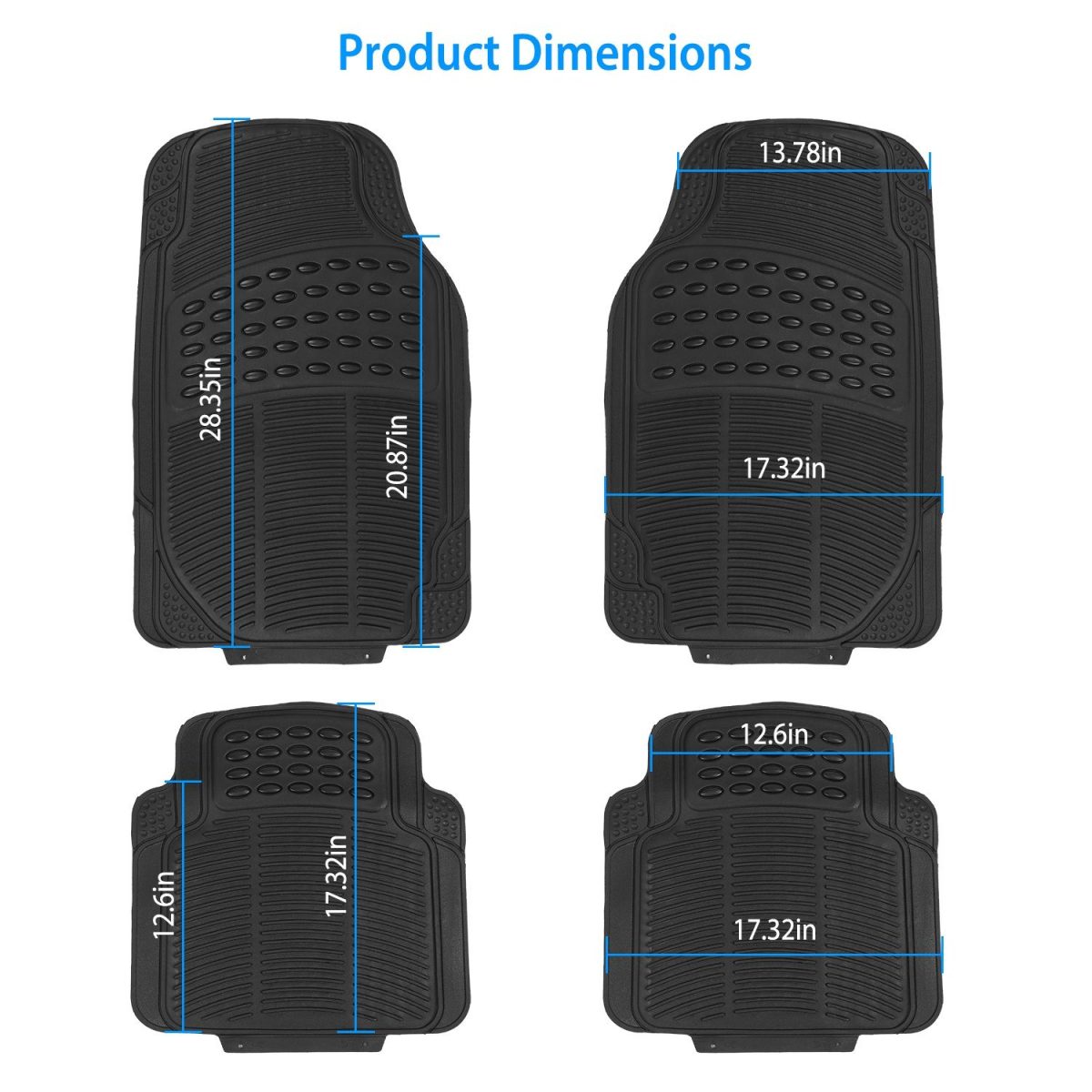 4Pcs Automotive Floor Mats Front and Rear PVC Rubber Floor Mats Heavy Duty Drive Vehicle Car Mats with Trimmable Design Fit Most Cars SUVs Trucks - Image 2