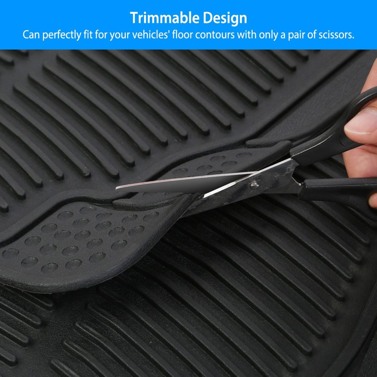 4Pcs Automotive Floor Mats Front and Rear PVC Rubber Floor Mats Heavy Duty Drive Vehicle Car Mats with Trimmable Design Fit Most Cars SUVs Trucks - Image 5