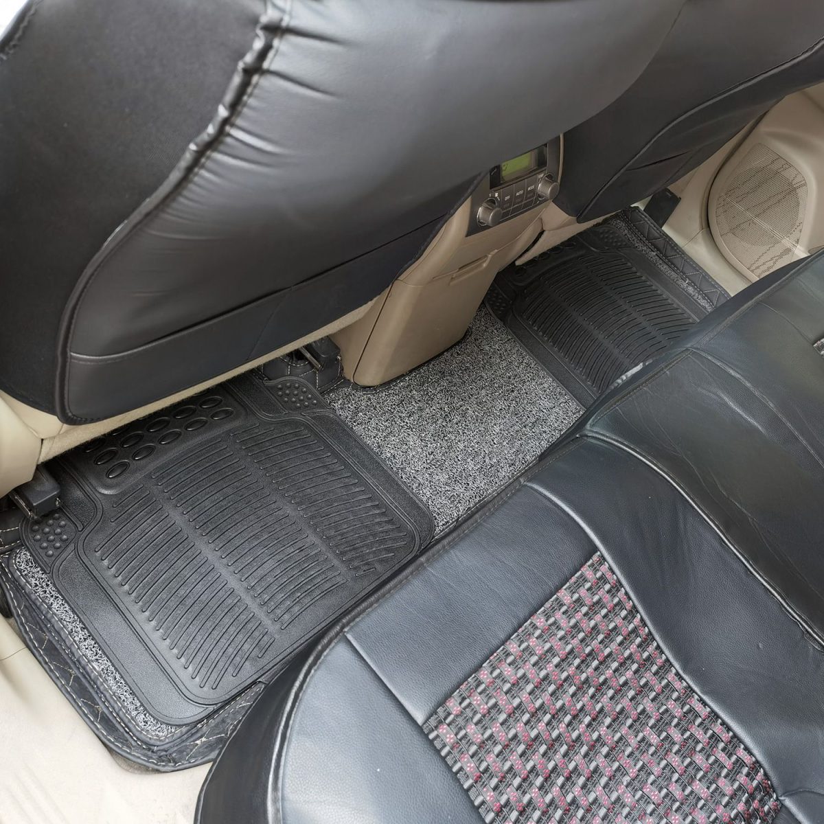 4Pcs Automotive Floor Mats Front and Rear PVC Rubber Floor Mats Heavy Duty Drive Vehicle Car Mats with Trimmable Design Fit Most Cars SUVs Trucks - Image 9