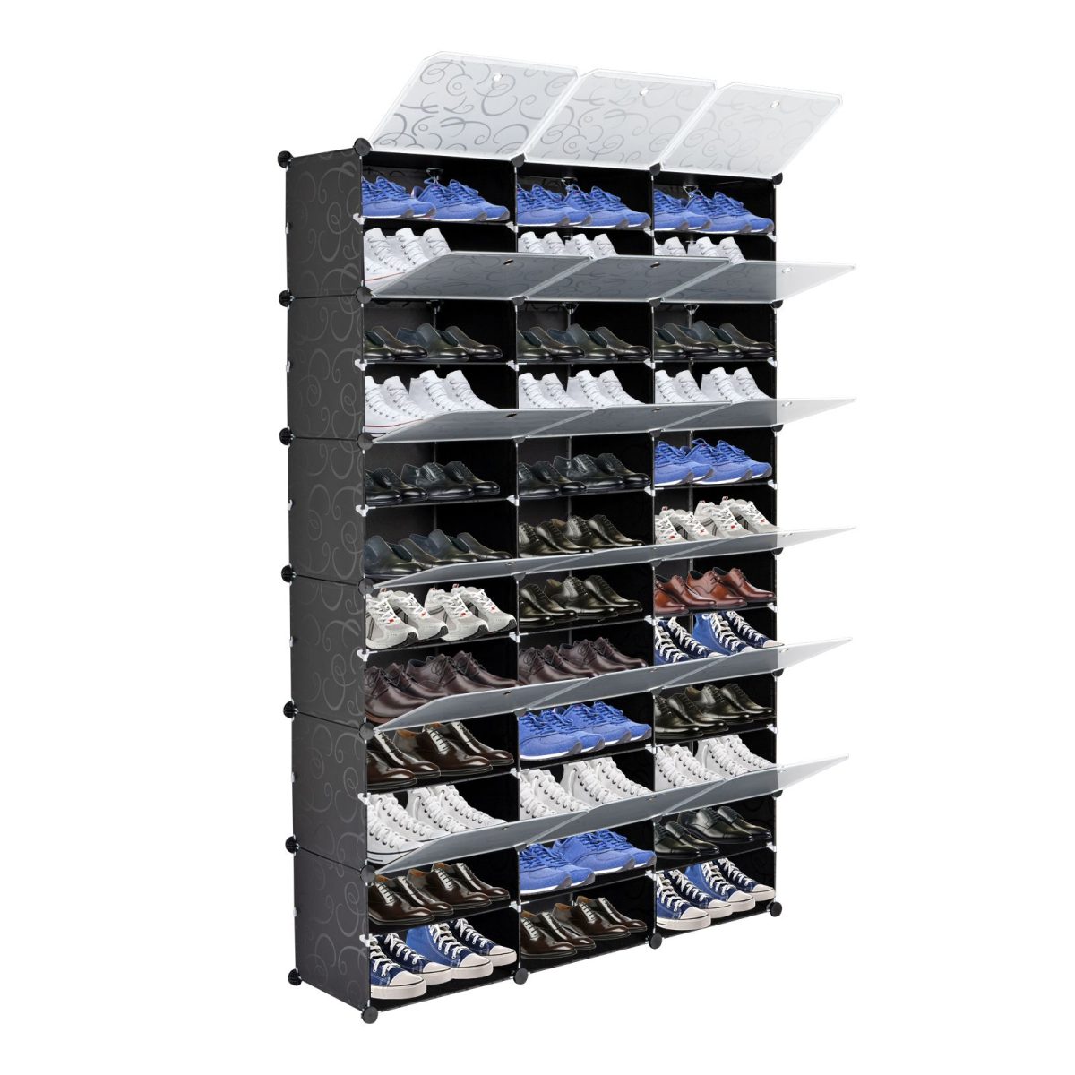 12-Tier Portable 72 Pair Shoe Rack Organizer 36 Grids Tower Shelf Storage Cabinet Stand Expandable for Heels, Boots, Slippers, Black - Image 2