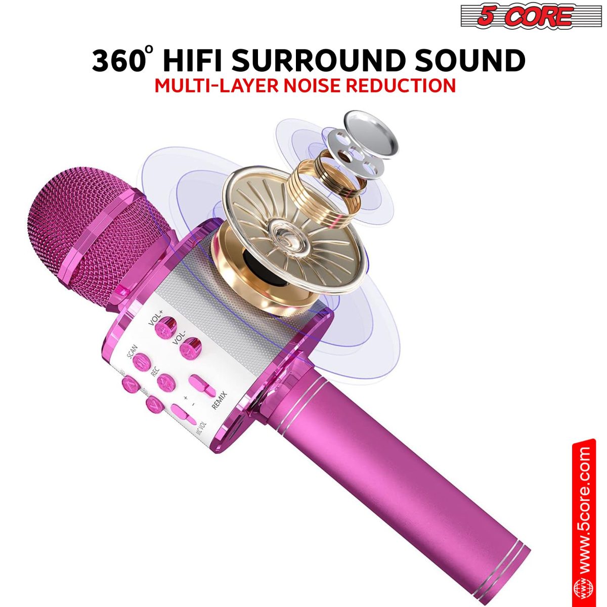 5 Core Microphone Wireless Karaoke Mic With Speaker 3 in 1 Portable Bluetooth Microfono Inalambrico - Image 4