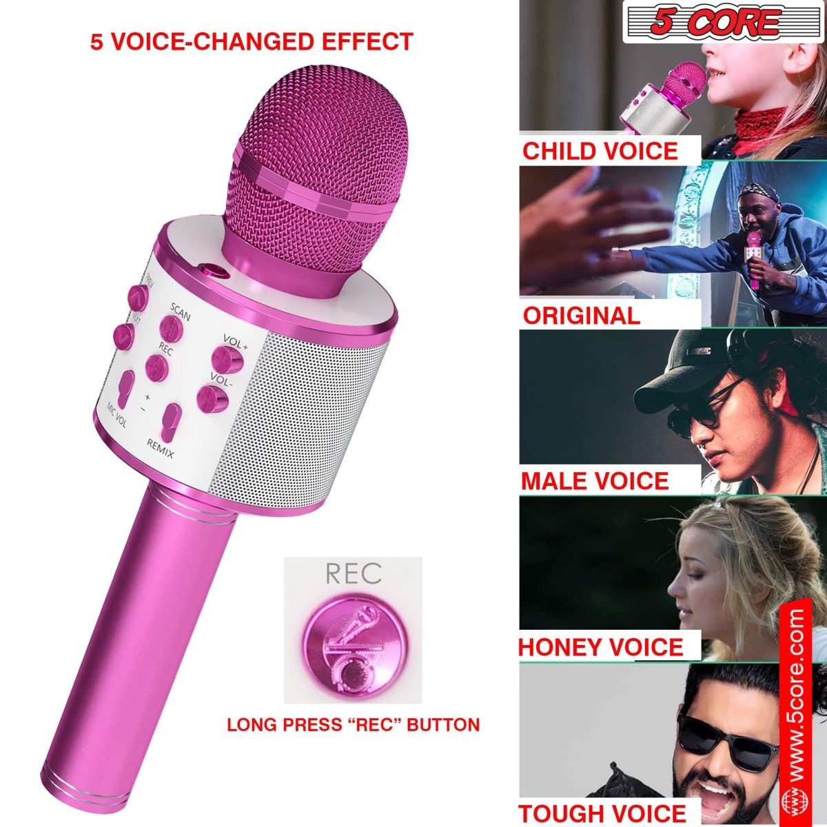 5 Core Microphone Wireless Karaoke Mic With Speaker 3 in 1 Portable Bluetooth Microfono Inalambrico - Image 5