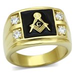 TK719 - IP Gold(Ion Plating) Stainless Steel Ring with AAA Grade CZ in Clear