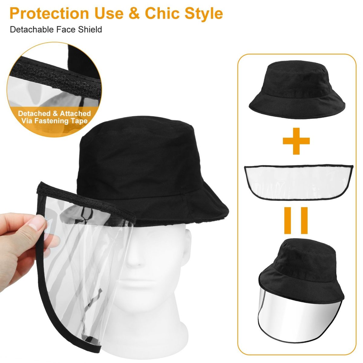 Fishman Hat Protective Face Shield Removable Sun Bucket Cap Face Cover Protect Against UV Spitting Saliva Dust Wind - Image 2