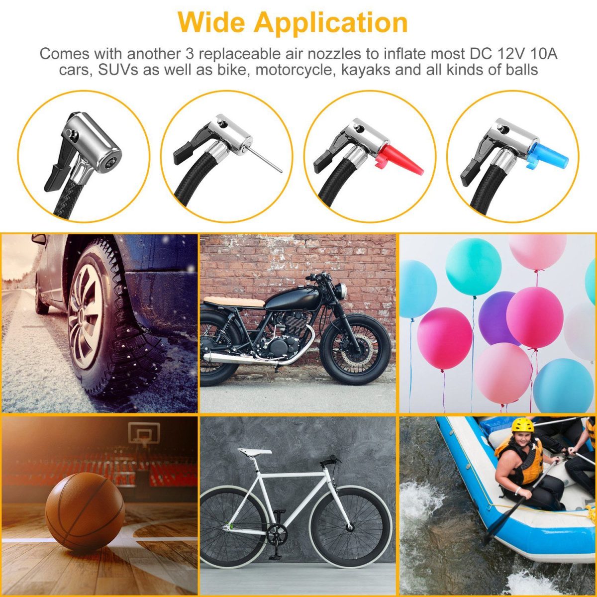 Tire Inflator 12V DC 100W 150PSI Digital Tire Pump w/LCD Display Electric Air Compressor Pump 20L/Min Air Flow - Image 6