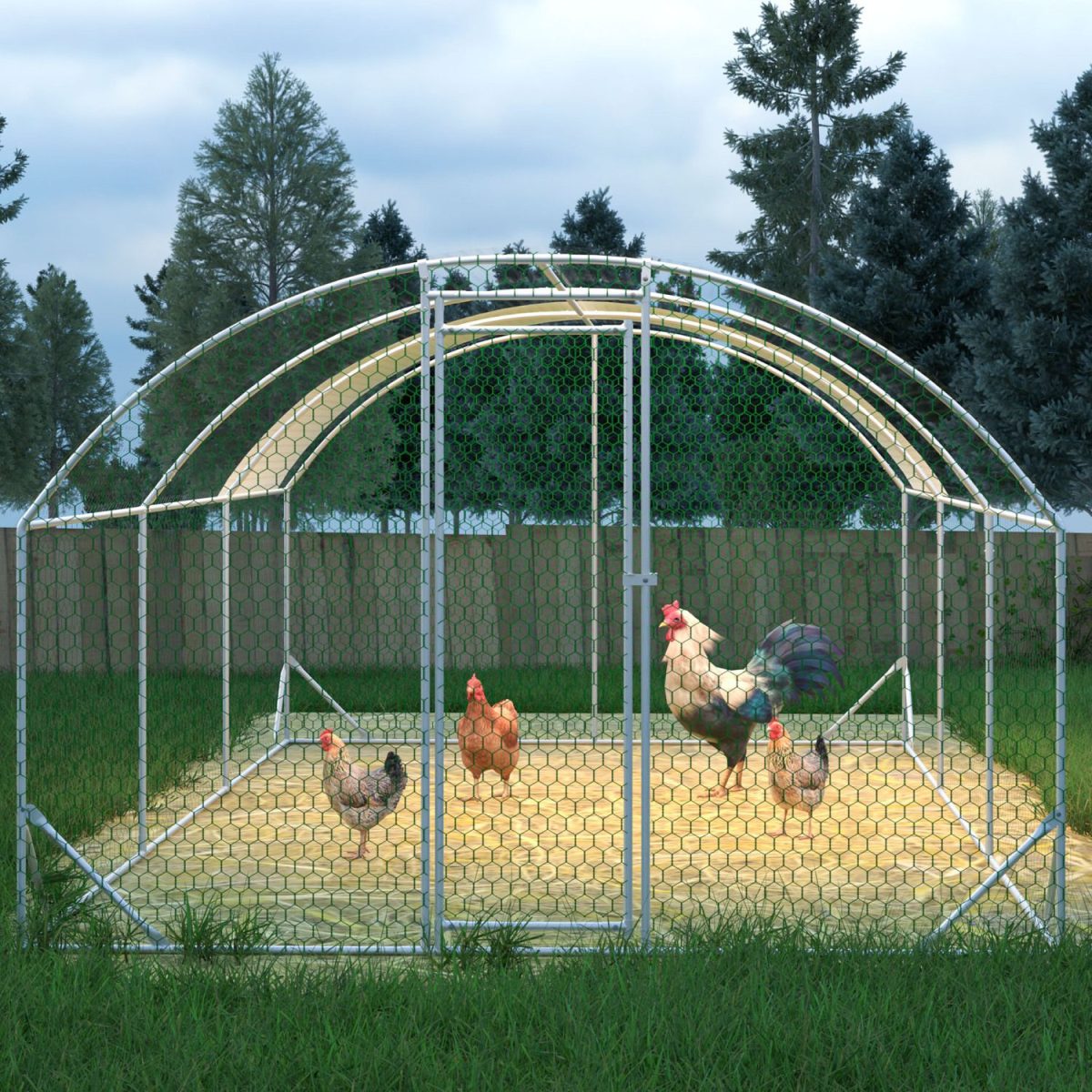 Large Chicken Coop Metal Chicken Run with Waterproof and Anti-UV Cover, Dome Shaped Walk-in Fence Cage Hen House for Outdoor and Yard Farm Use, 1" Tube Diameter, 9.84' x 19.68' x 6.56' - Image 8