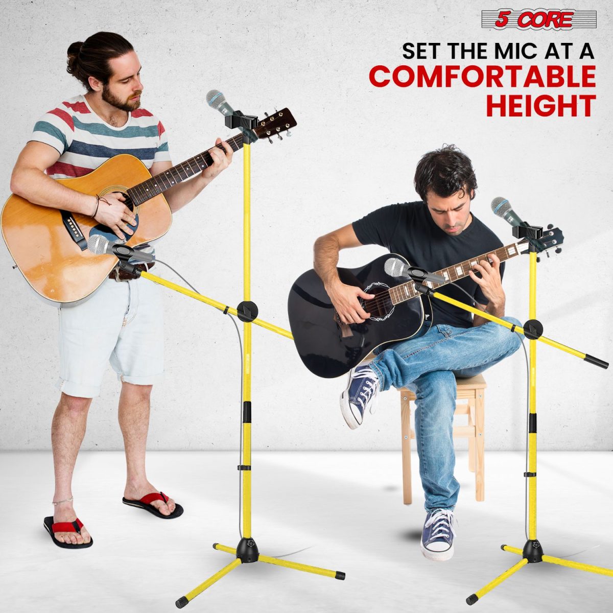 5 Core Mic Stand Floor Height Adjustable Tripod Microphone Stands w Extending Telescoping Boom Arm - MS DBL G - Image 15