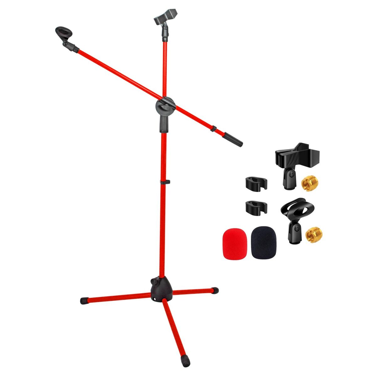 5 Core Mic Stand Floor Height Adjustable Tripod Microphone Stands w Extending Telescoping Boom Arm - MS DBL G - Image 30