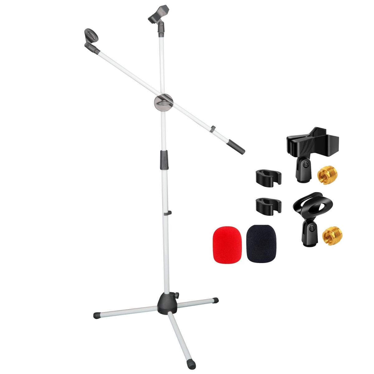 5 Core Mic Stand Floor Height Adjustable Tripod Microphone Stands w Extending Telescoping Boom Arm - MS DBL G - Image 40