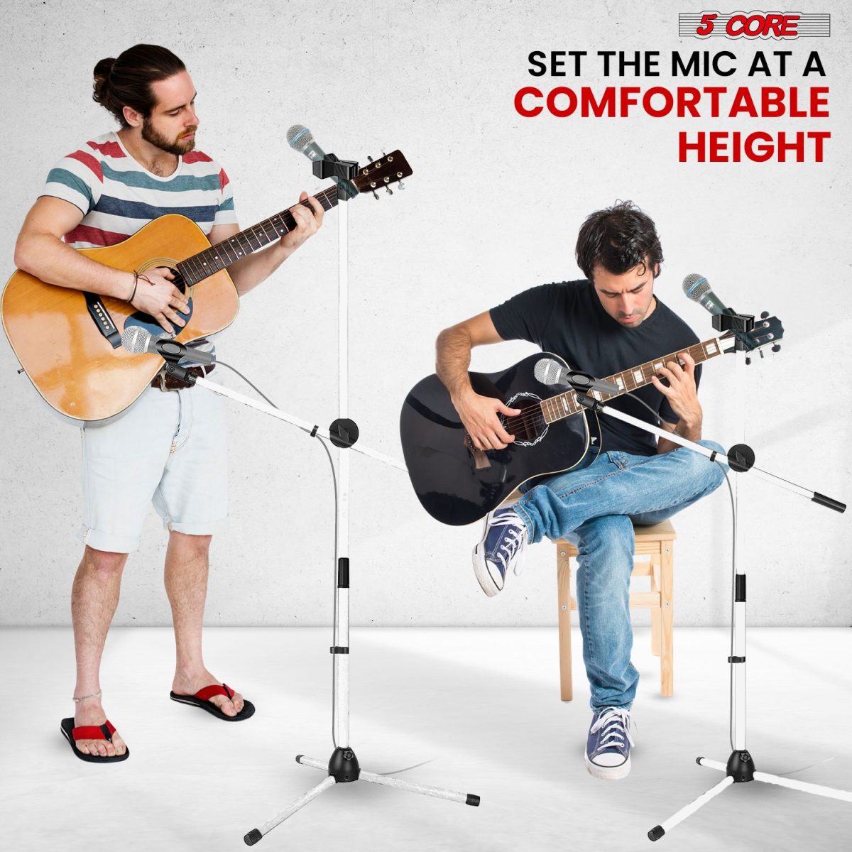 5 Core Mic Stand Floor Height Adjustable Tripod Microphone Stands w Extending Telescoping Boom Arm - MS DBL G - Image 43
