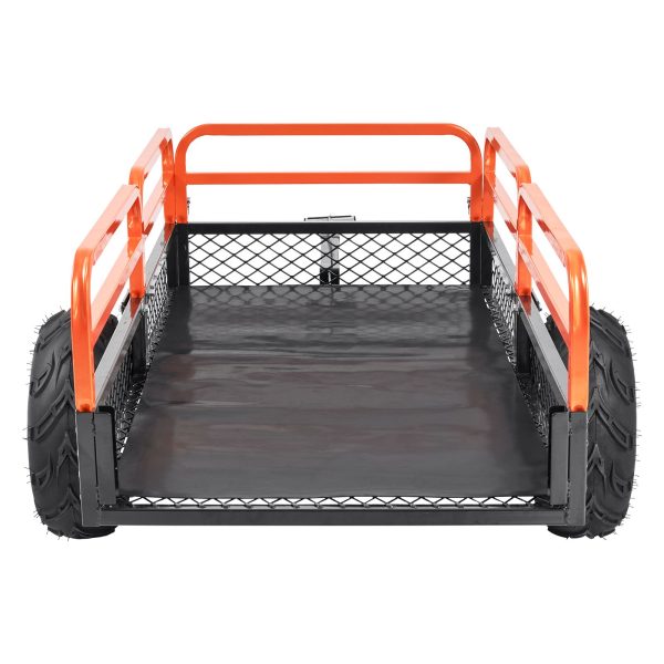 Heavy Duty Steel ATV Dump Trailer, 1500-Pound Load Capacity 15 Cubic Feet, Tow Behind Dump Cart Garden Trailer, with Removable Sides and 2 Tires, for Mowers, Tractors, ATV, UTV