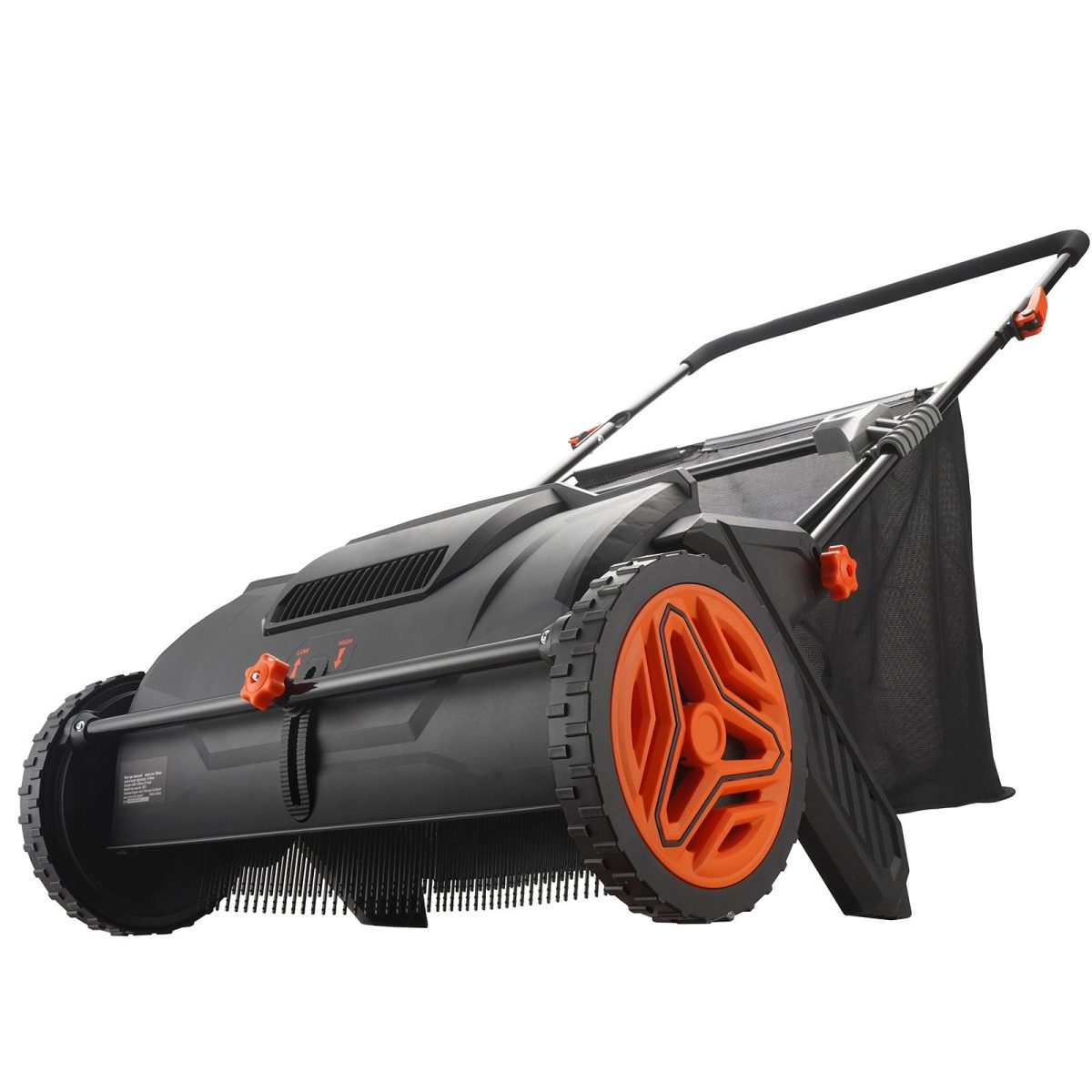 Push Lawn Sweeper, 21inch Leaf & Grass Collector, Strong Plastic Wheels & Heavy Duty Thickened Steel Durable to Use with Large Capacity 3.5 cu. ft. Mesh Collection Hopper Bag, 2 Spinning Brushes - Image 3