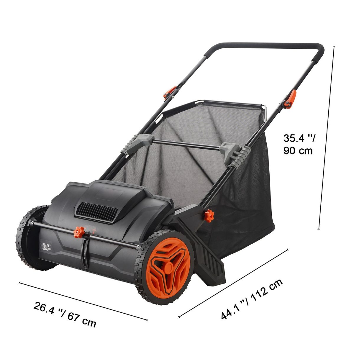 Push Lawn Sweeper, 21inch Leaf & Grass Collector, Strong Plastic Wheels & Heavy Duty Thickened Steel Durable to Use with Large Capacity 3.5 cu. ft. Mesh Collection Hopper Bag, 2 Spinning Brushes - Image 5