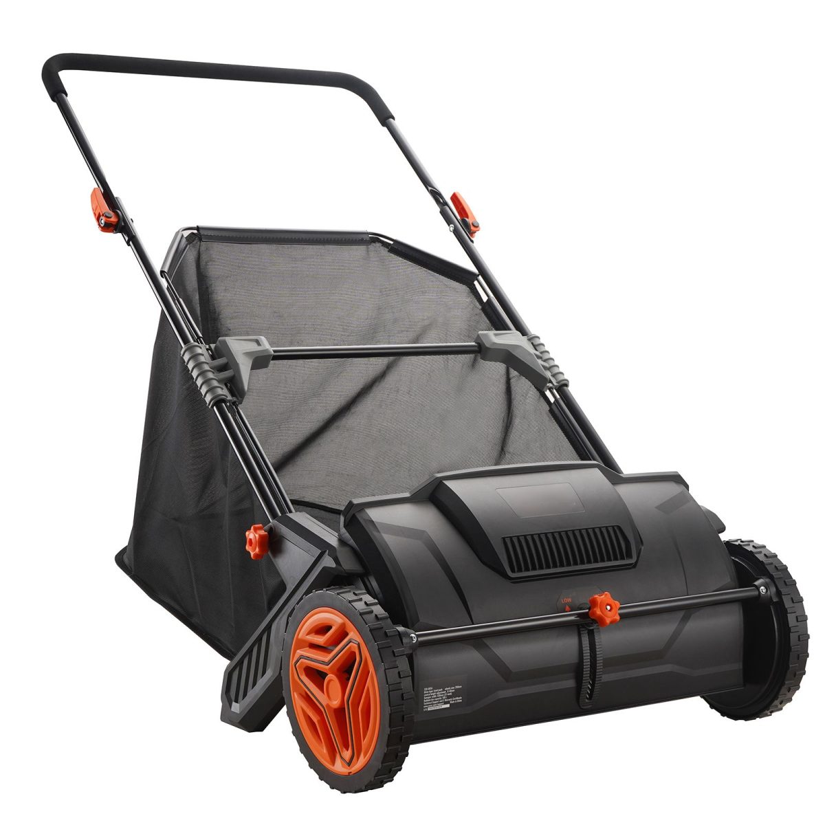Push Lawn Sweeper, 21inch Leaf & Grass Collector, Strong Plastic Wheels & Heavy Duty Thickened Steel Durable to Use with Large Capacity 3.5 cu. ft. Mesh Collection Hopper Bag, 2 Spinning Brushes - Image 7
