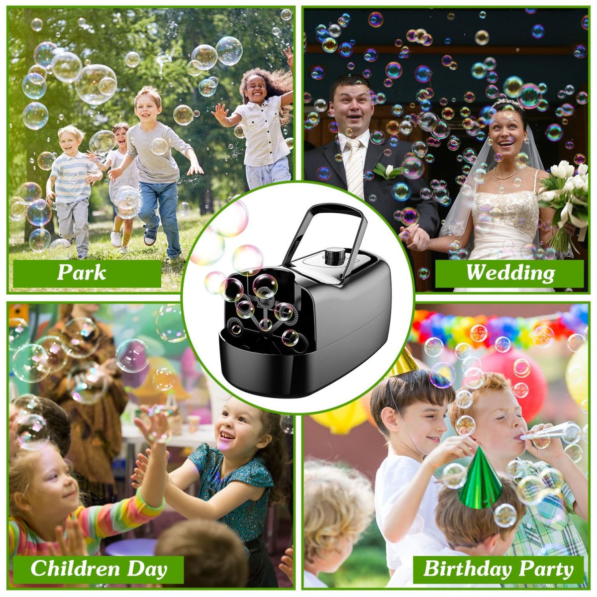 Bubble Maker Automatic Bubble Blower Portable Bubble Blowing Machine with 2 Speeds Handle 3000-4000 Bubbles Per Minute Plug-In Battery Powered - Image 6