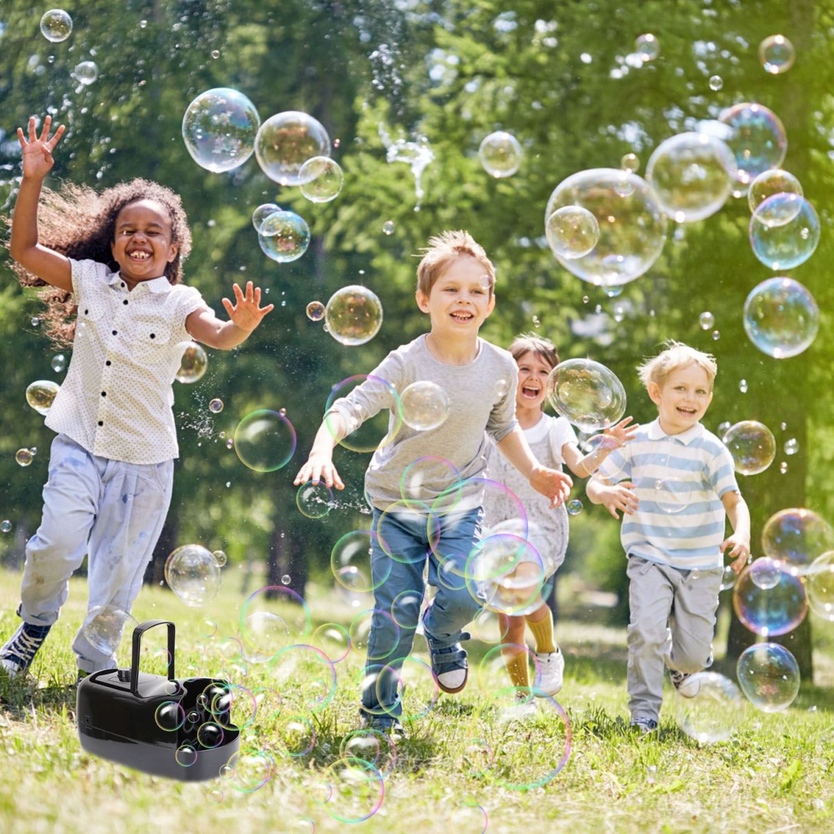 Bubble Maker Automatic Bubble Blower Portable Bubble Blowing Machine with 2 Speeds Handle 3000-4000 Bubbles Per Minute Plug-In Battery Powered - Image 10