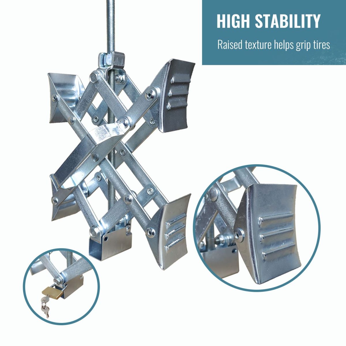 Wheel Stabilizer RV Tire Stabilizers X-Shaped Wheel Chock Stabilizer, for Campers Travel Trailers Trucks, Spaced 10.5inch Apart - Image 9