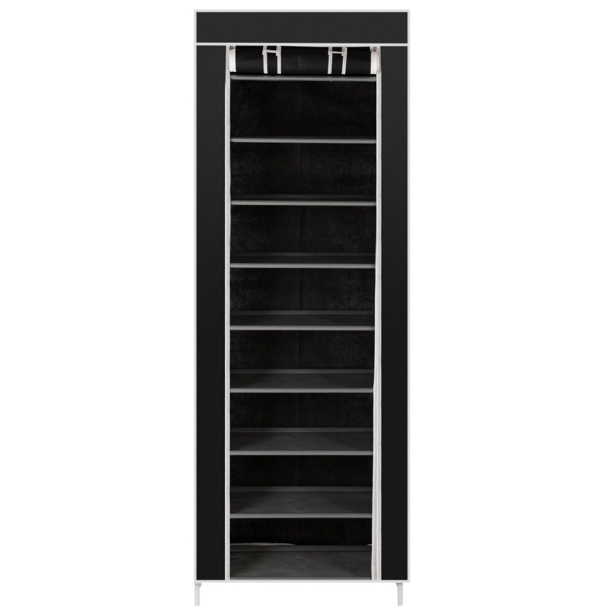 Room-saving 10-Layers 9 Lattices Non-woven Fabric Shoe Rack Black - Image 6