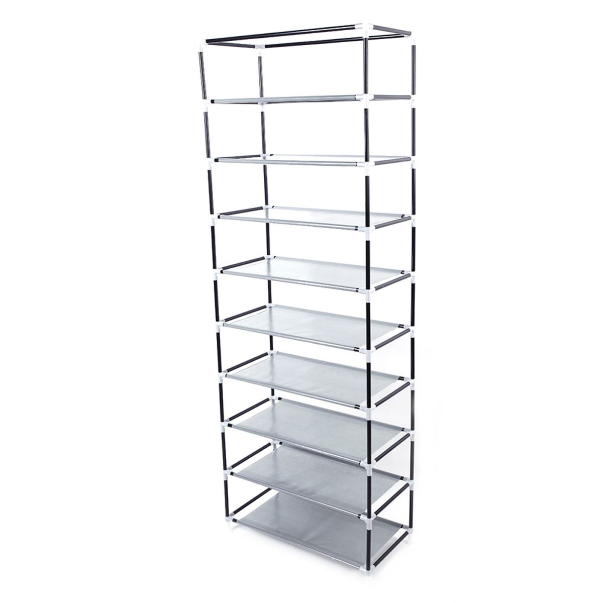 Room-saving 10-Layers 9 Lattices Non-woven Fabric Shoe Rack Black - Image 48