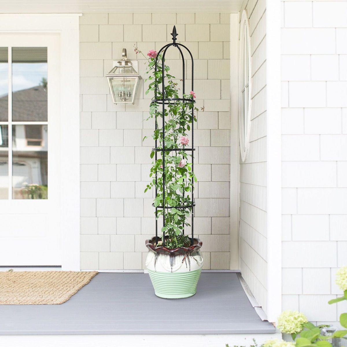 6.2ft Garden Obelisk Trellis; Lightweight Rustproof Plastic Coated Metal Tall Tower Trellis Stand - Image 3