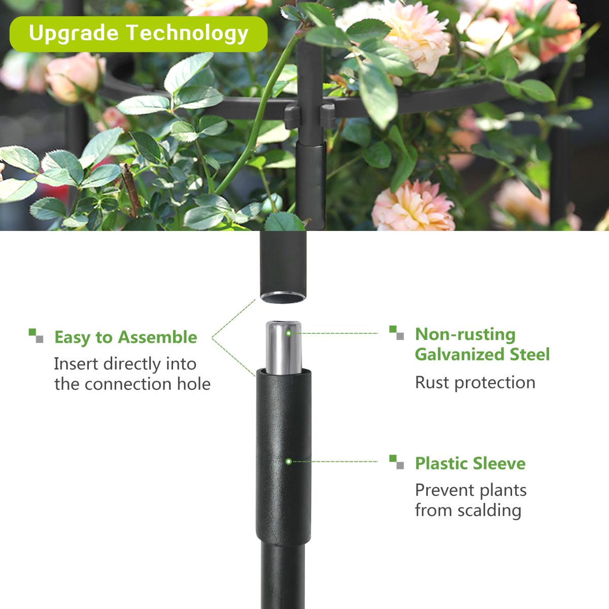 6.2ft Garden Obelisk Trellis; Lightweight Rustproof Plastic Coated Metal Tall Tower Trellis Stand - Image 7
