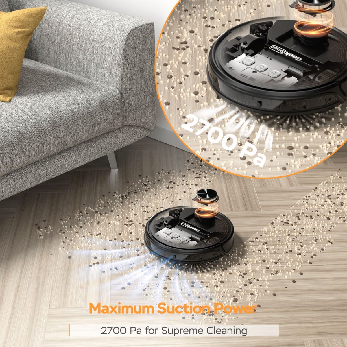 Geek Smart L8 Robot Vacuum Cleaner and Mop;  LDS Navigation;  Wi-Fi Connected APP;  Selective Room Cleaning; MAX 2700 PA Suction;  Ideal for Pets and Larger Home(Banned From Selling On Amazon) - Image 14