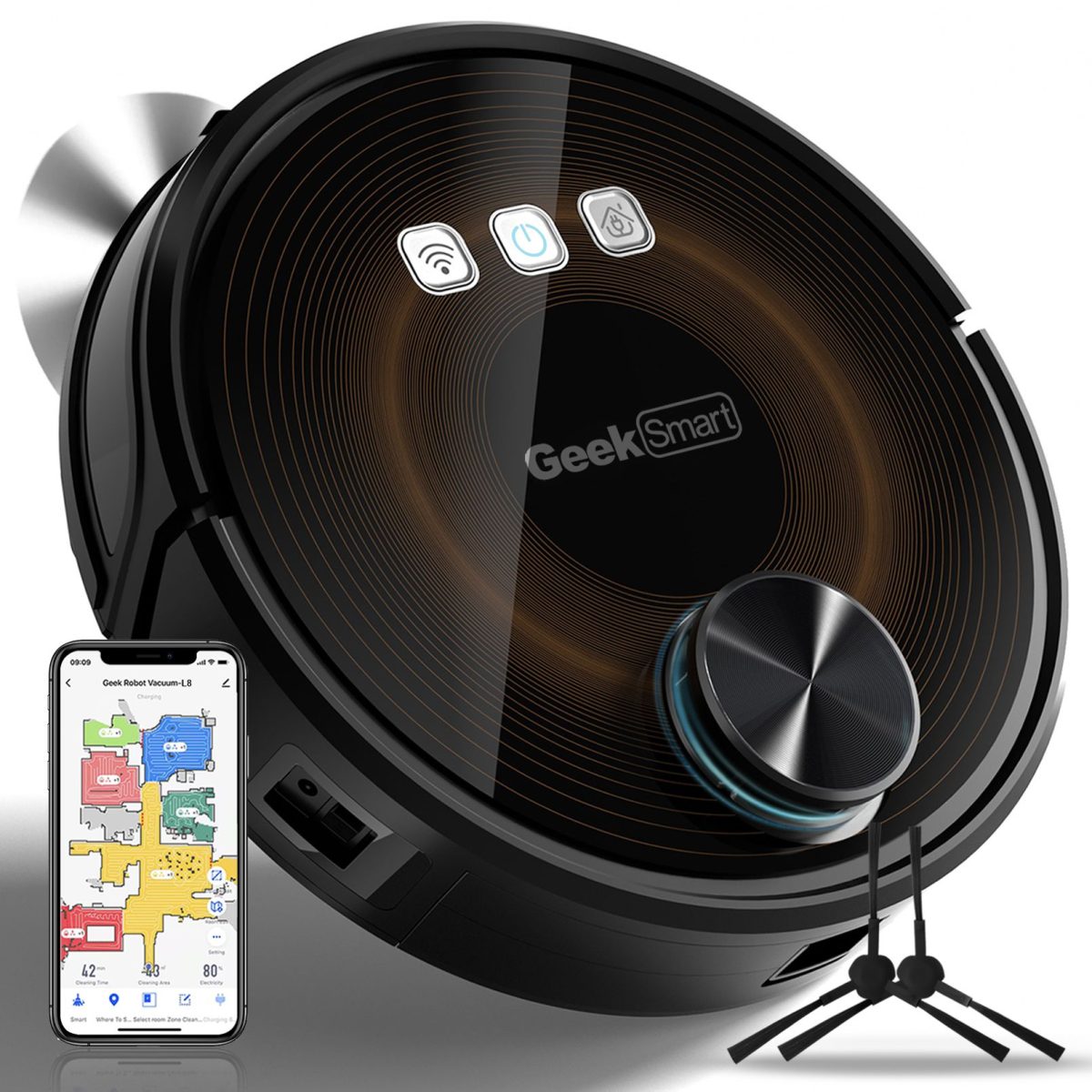 Geek Smart L8 Robot Vacuum Cleaner and Mop;  LDS Navigation;  Wi-Fi Connected APP;  Selective Room Cleaning; MAX 2700 PA Suction;  Ideal for Pets and Larger Home(Banned From Selling On Amazon) - Image 3