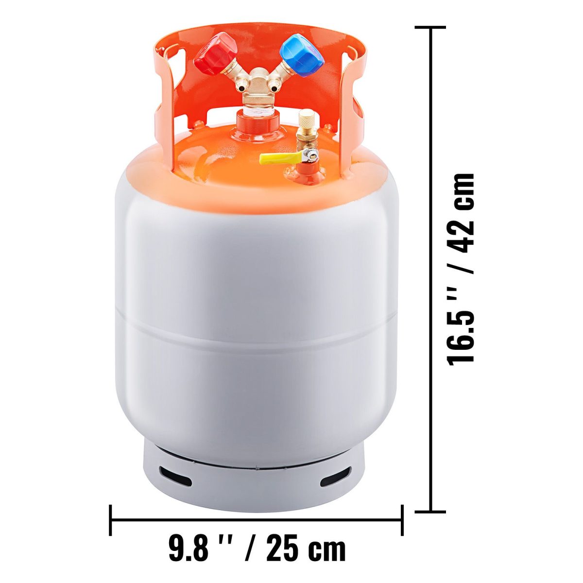 Refrigerant Recovery Tank, 30 LBS Capacity, 400 psi Portable Cylinder Tank with Y-Valve for Liquid/Vapor, High-sealing Recovery Can for R22/R134A/R410A, Orange+Gray - Image 5