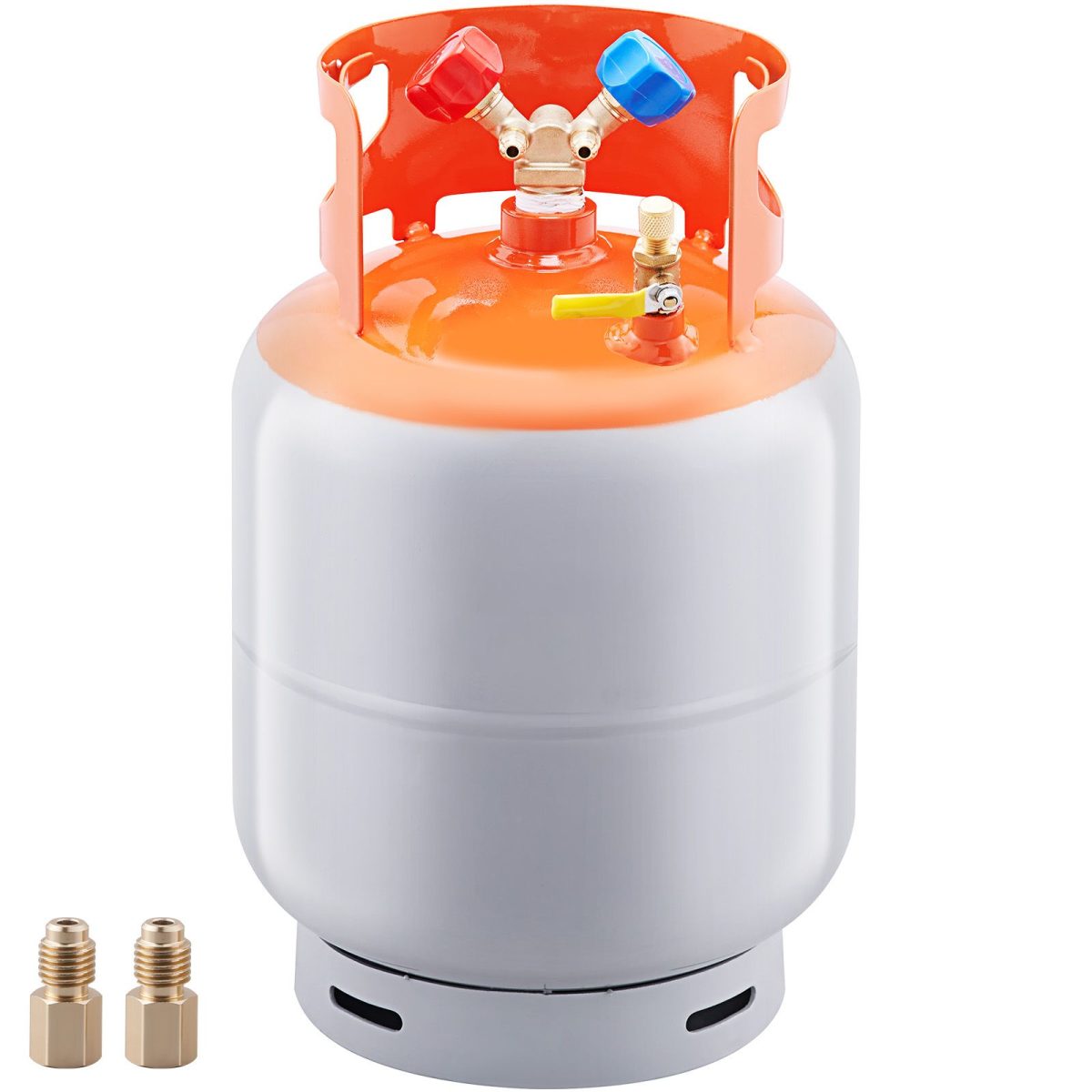 Refrigerant Recovery Tank, 30 LBS Capacity, 400 psi Portable Cylinder Tank with Y-Valve for Liquid/Vapor, High-sealing Recovery Can for R22/R134A/R410A, Orange+Gray - Image 6