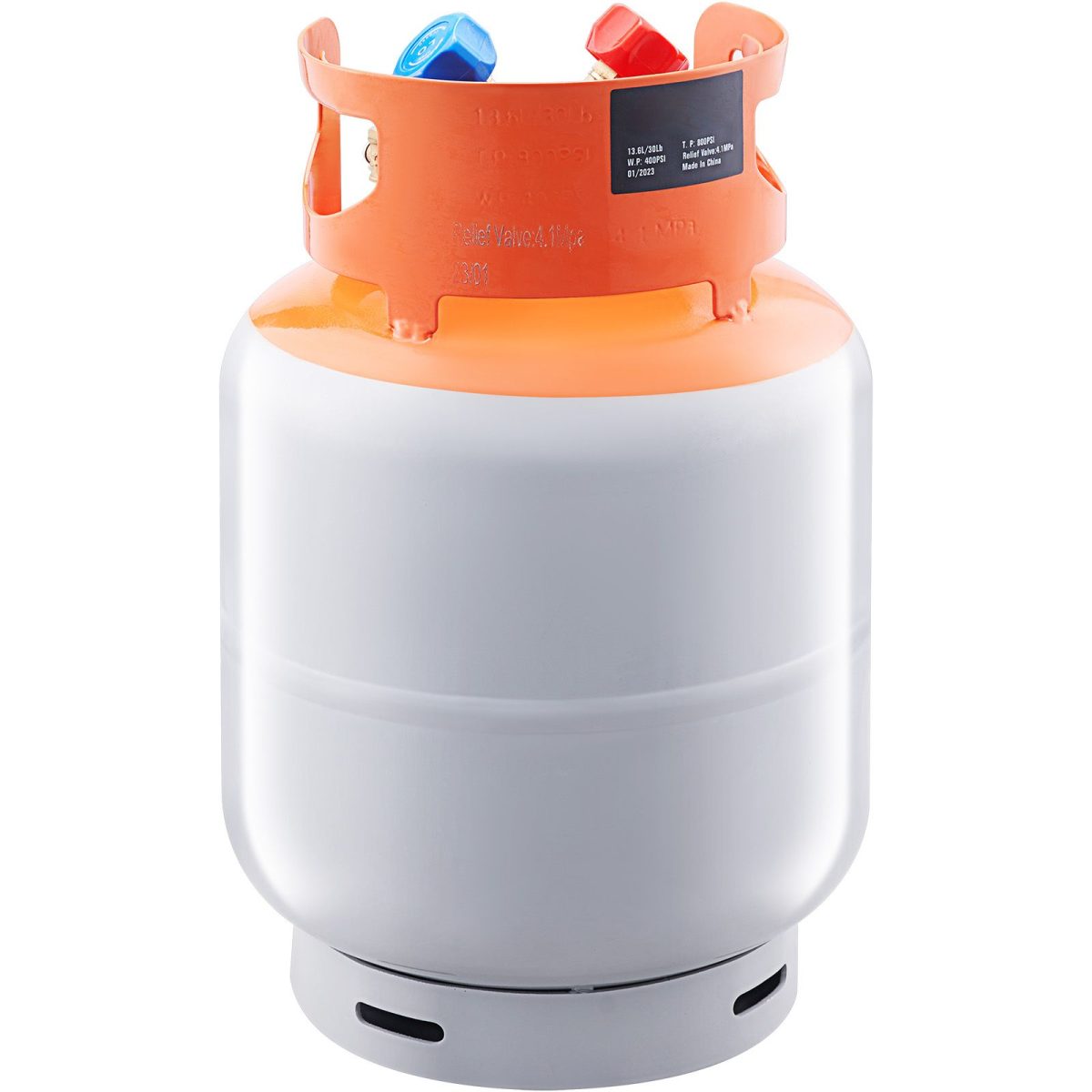 Refrigerant Recovery Tank, 30 LBS Capacity, 400 psi Portable Cylinder Tank with Y-Valve for Liquid/Vapor, High-sealing Recovery Can for R22/R134A/R410A, Orange+Gray - Image 8