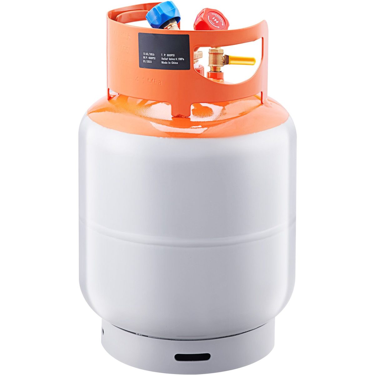 Refrigerant Recovery Tank, 30 LBS Capacity, 400 psi Portable Cylinder Tank with Y-Valve for Liquid/Vapor, High-sealing Recovery Can for R22/R134A/R410A, Orange+Gray - Image 9