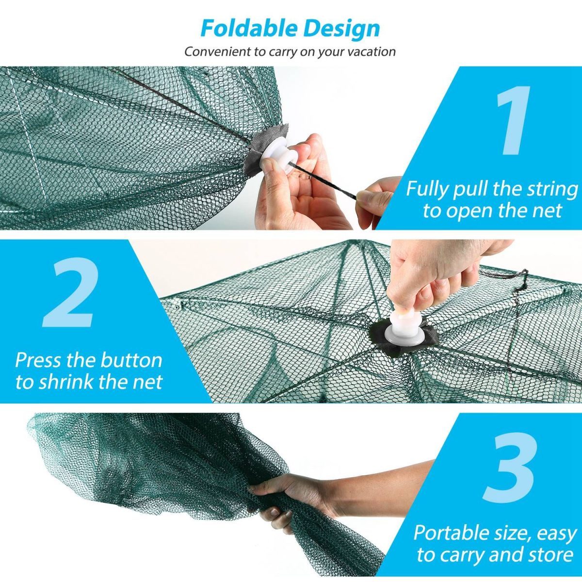 Fishing Trap Net Portable Folded Fishing Bait Trap Shrimp Minnow Crab Bait Net - Image 3