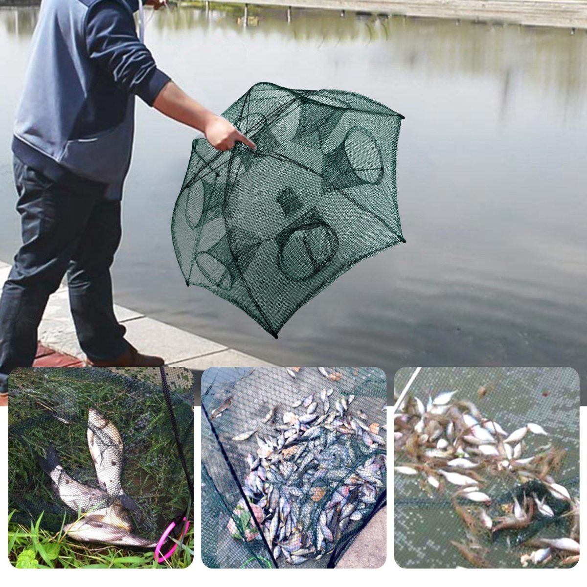 Fishing Trap Net Portable Folded Fishing Bait Trap Shrimp Minnow Crab Bait Net - Image 7