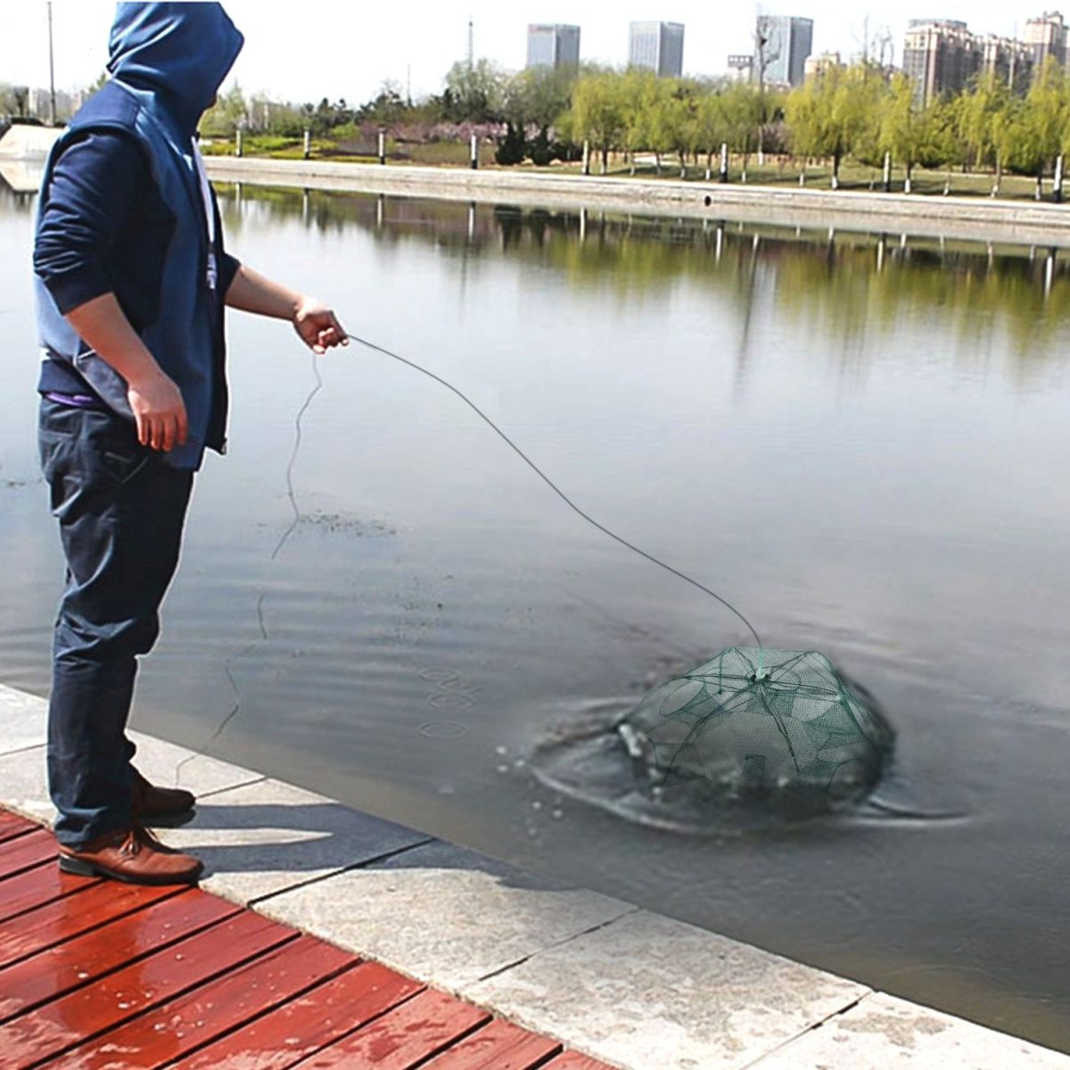Fishing Trap Net Portable Folded Fishing Bait Trap Shrimp Minnow Crab Bait Net - Image 8
