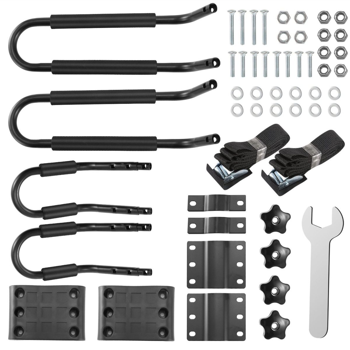1 Pair Universal J-Bar Kayak Carrier 220LBS Load Heavy Duty Canoe Car Top Mount Carrier Roof Rack with 2Pcs Tie Down Straps - Image 5