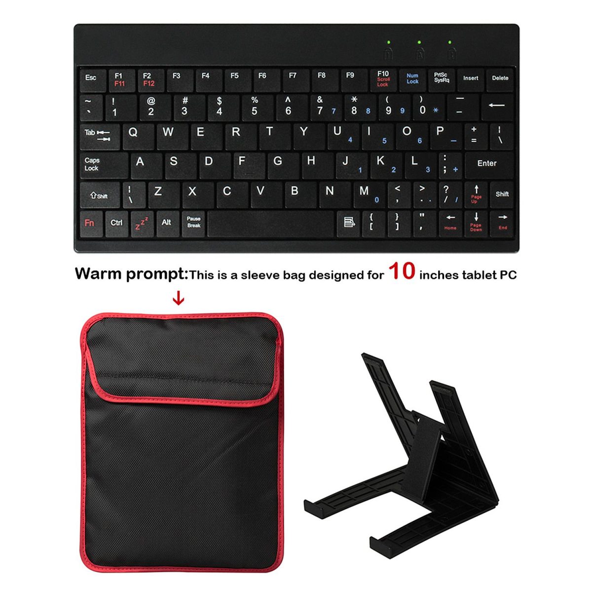 Tablet PC Sleeve Bag Case Stand For Tablet Under 10in with USB Mini Keyboard Two Layer Pockets - Image 2