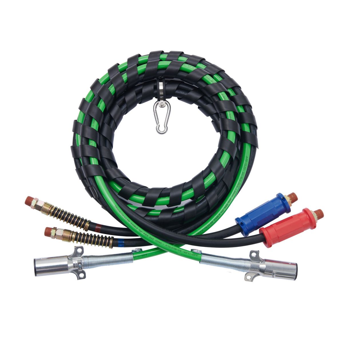 12FT Semi Truck Air Lines Kit with 2PCS Glad Hands, 3-in-1 Air Hoses & 7 Way ABS Electric Power Line, with 2PCS Gladhand Handles, 4PCS Seals and Tender Spring Kit for Semi Truck Trailer Tractor - Image 2