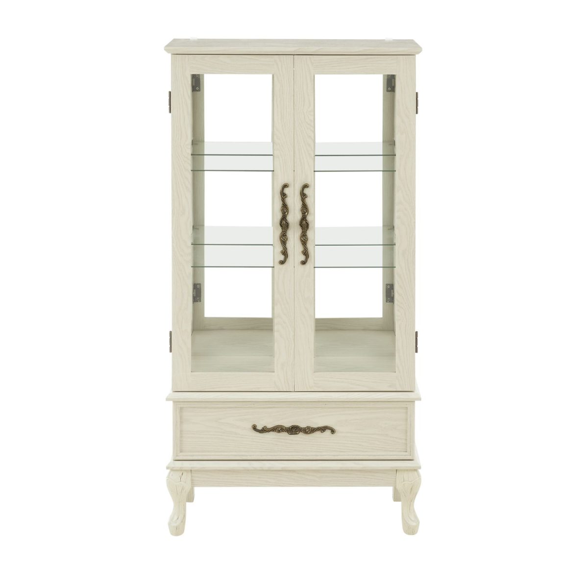 Curio Cabinet Lighted Glass Cabinet Glass Wine Cabinet Curio Display Cabinet with Adjustable Glass Shelves 2 Doors and 1 drawer Cabinet Sideboard With Bulb Included Antique White - Image 13