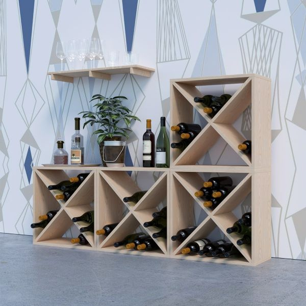 d0102hpmmxv.jpg 24 Bottle Modular Wine Rack, Stackable Wine Storage Cube for Bar Cellar Kitchen Dining Room, Burlywood - Image 1