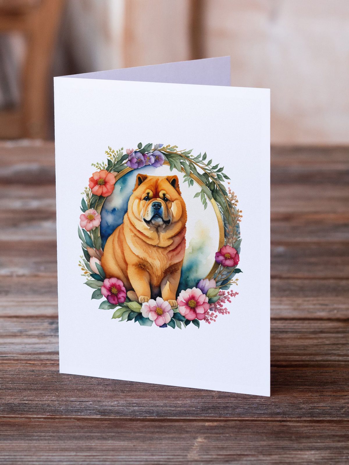 Chow Chow and Flowers Greeting Cards Pack of 8 Blank Cards with Envelopes Whimsical A7 Size 5x7 Blank Note Cards - Image 2