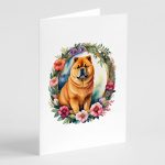 Chow Chow and Flowers Greeting Cards Pack of 8 Blank Cards with Envelopes Whimsical A7 Size 5x7 Blank Note Cards