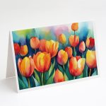 Tulips in Watercolor Greeting Cards Pack of 8 Blank Cards with Envelopes Whimsical A7 Size 5x7 Blank Note Cards