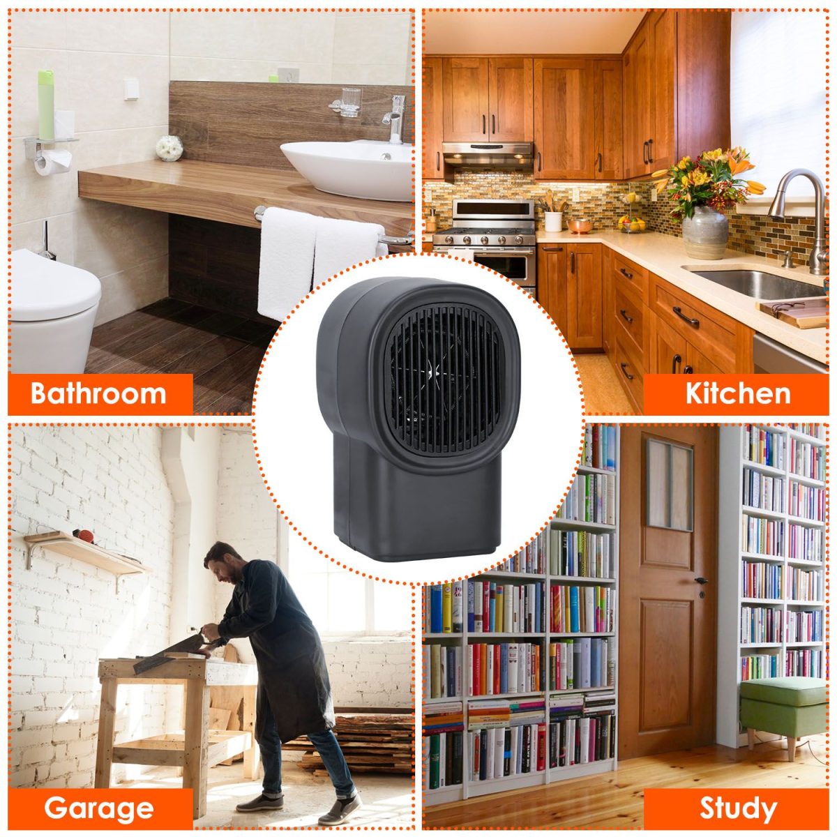500W Portable Electric Space Heater Mini Desktop Fan Heater Personal Small Space Heater for Home Office - Image 2